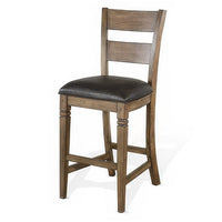 Yael Barstool Chair, Ladderback, Black Microfiber, Taupe Mahogany Wood -BM324820