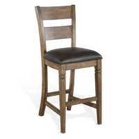 Yael Barstool Chair, Ladderback, Black Microfiber, Taupe Mahogany Wood -BM324820