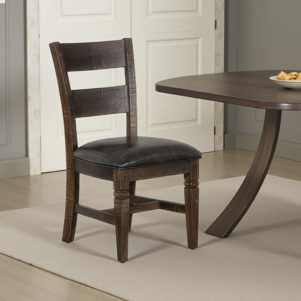 Flint Dining Chair, Set of 2, Ladderback, Dark Gray Fabric and Brown Mahogany - BM324821