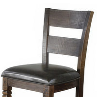Flint Set of 2 Counter Stool Chairs, Ladderback, Black, Dark Brown Mahogany Wood - BM324822