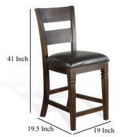 Flint Set of 2 Counter Stool Chairs, Ladderback, Black, Dark Brown Mahogany Wood - BM324822