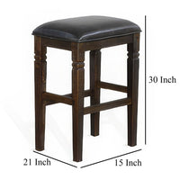 Flint Barstool, Backless, Plush Black Vinyl Seat, Dark Brown Mahogany -BM324824