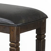 Flint Counter Stool, Black Faux Leather, Dark Brown Mahogany Wood -BM324826