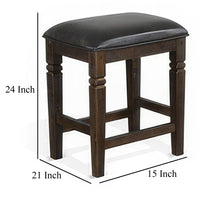Flint Counter Stool, Black Faux Leather, Dark Brown Mahogany Wood -BM324826