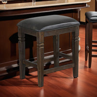Flint Counter Stool, Black Faux Leather, Dark Brown Mahogany Wood -BM324826