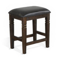 Flint Counter Stool, Black Faux Leather, Dark Brown Mahogany Wood -BM324826