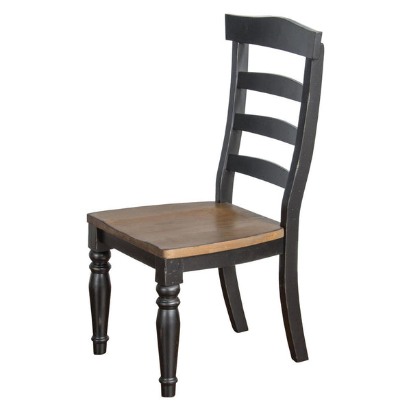 Barb Dining Chair, Ladderback, Black and Brown Poplar Wood Turned Legs -BM324833