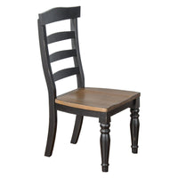 Barb Dining Chair, Ladderback, Black and Brown Poplar Wood Turned Legs