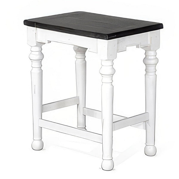 Orso Counter Height Stool Set of 2, White, Dark Brown Mahogany Wood -BM324844
