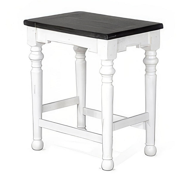 Orso Counter Height Stool Set of 2, White, Dark Brown Mahogany Wood -BM324844