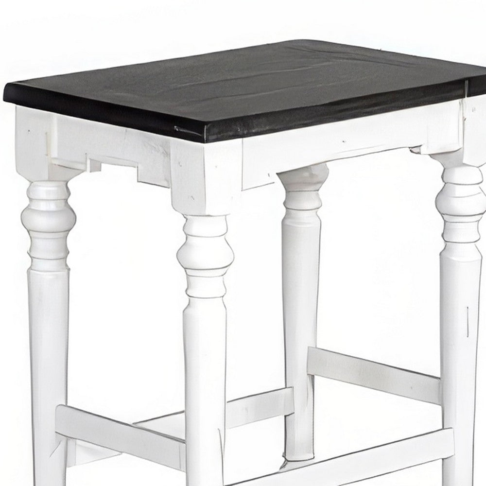 Orso Counter Height Stool Set of 2, White, Dark Brown Mahogany Wood -BM324844