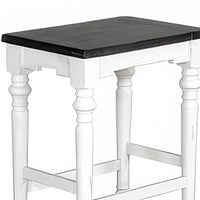 Orso Counter Height Stool Set of 2, White, Dark Brown Mahogany Wood -BM324844