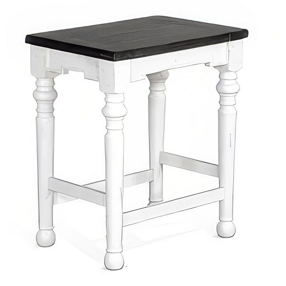 Orso Counter Height Stool Set of 2, White, Dark Brown Mahogany Wood -BM324844