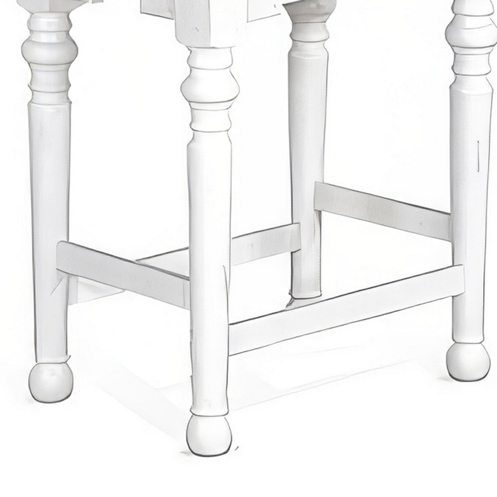 Orso Counter Height Stool Set of 2, White, Dark Brown Mahogany Wood -BM324844