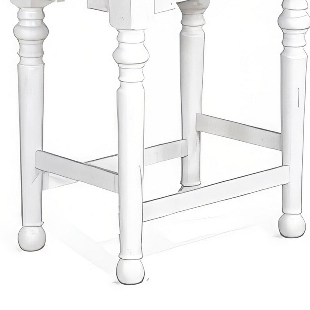 Orso Counter Height Stool Set of 2, White, Dark Brown Mahogany Wood -BM324844