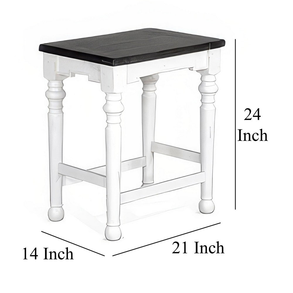 Orso Counter Height Stool Set of 2, White, Dark Brown Mahogany Wood -BM324844