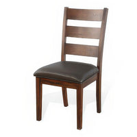 Reggie Dining Chair Set of 2, Ladderback, Dark Gray Faux Leather Brown -BM324851