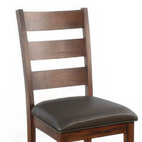 Reggie Dining Chair Set of 2, Ladderback, Dark Gray Faux Leather Brown -BM324851
