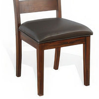 Reggie Dining Chair Set of 2, Ladderback, Dark Gray Faux Leather Brown -BM324851
