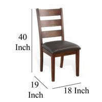 Reggie Dining Chair Set of 2, Ladderback, Dark Gray Faux Leather Brown -BM324851