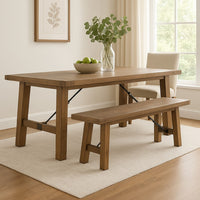 Yael Bench, 72 Inch Light Brown Mindi and Mahogany, Turnbuckle Accents -BM324852