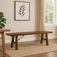 Reggie Bench, 72 Inch Brown Mahogany Wood, Metal Turnbuckle Accents -BM324853