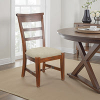 Reggie Side Dining Chair Set of 2, Ladderback, Beige, Brown Mahogany -BM324854
