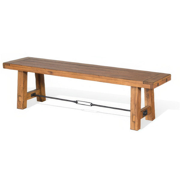 Jake Dining Bench, Light Brown Mahogany, Turnbuckle Accent, 64 Inch -BM324862