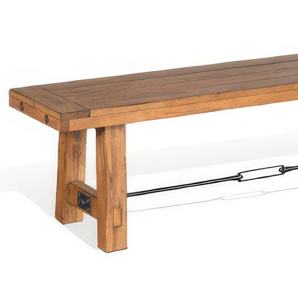 Jake Dining Bench, Light Brown Mahogany, Turnbuckle Accent, 64 Inch -BM324862
