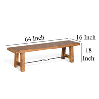 Jake Dining Bench, Light Brown Mahogany, Turnbuckle Accent, 64 Inch -BM324862