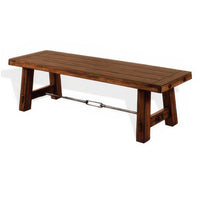 Reggie Wooden Bench | Rustic Brown Mahogany Wood, Angled Legs | Turnbuckle Accents | 64" - BM324863