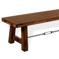 Reggie Wooden Bench | Rustic Brown Mahogany Wood, Angled Legs | Turnbuckle Accents | 64" - BM324863