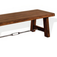 Reggie Wooden Bench | Rustic Brown Mahogany Wood, Angled Legs | Turnbuckle Accents | 64" - BM324863