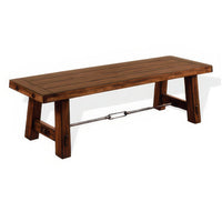 Reggie Wooden Bench | Rustic Brown Mahogany Wood, Angled Legs | Turnbuckle Accents | 64" - BM324863