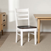 Orso Dining Chair Set of 2, Ladderback, White and Dark Brown Mahogany -BM324864