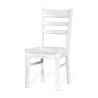 Sime Dining Chair Set of 2, Ladderback Design, Off White Mahogany Wood -BM324865