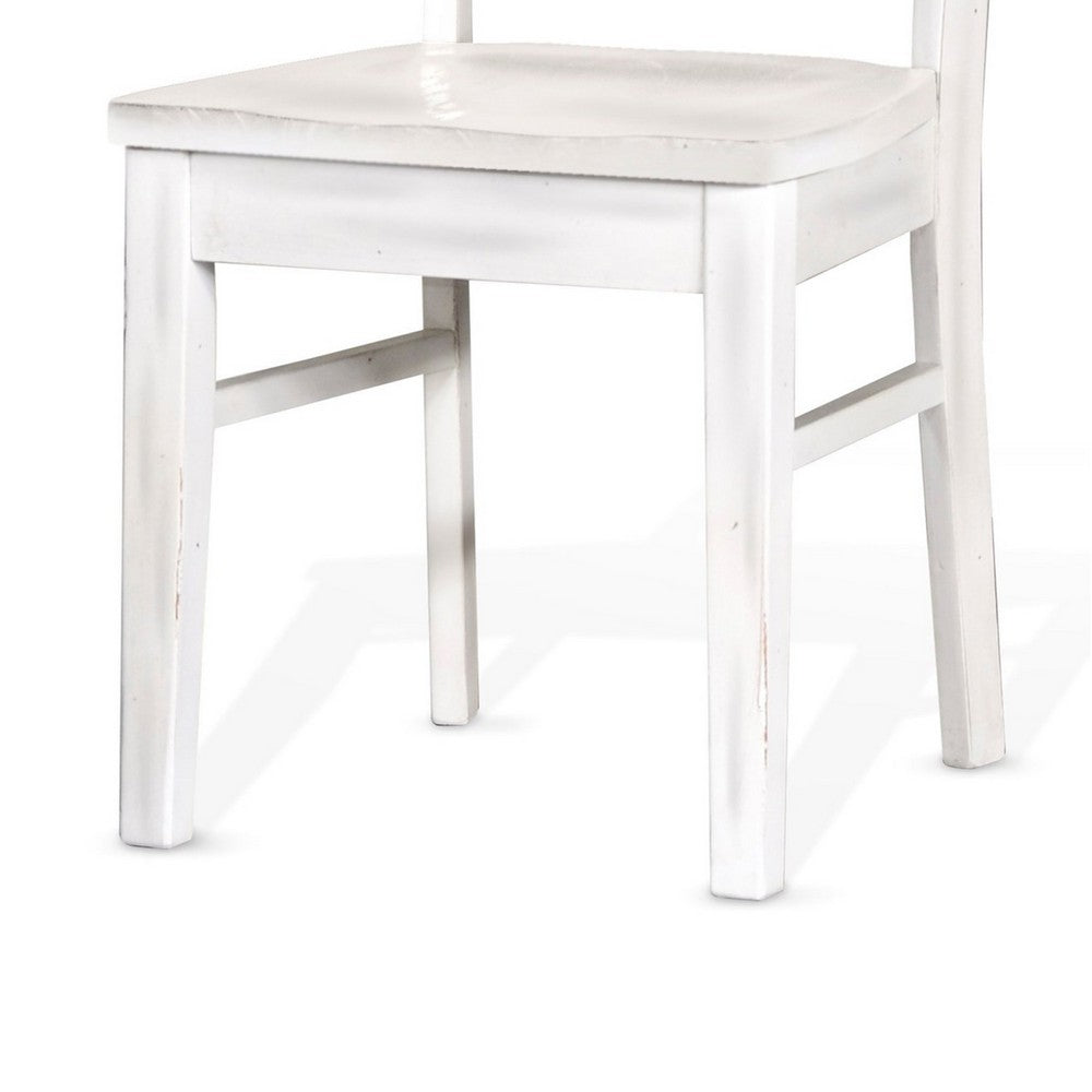 Sime Dining Chair Set of 2, Ladderback Design, Off White Mahogany Wood -BM324865