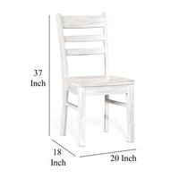 Sime Dining Chair Set of 2, Ladderback Design, Off White Mahogany Wood -BM324865