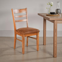 Marv Dining Chair Set of 2, Ladderback, Saddle Seat, Light Brown Wood -BM324867