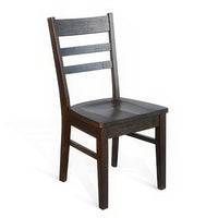 Flint Dining Chair Set of 2, Ladderback Design, Dark Brown Mahogany -BM324868
