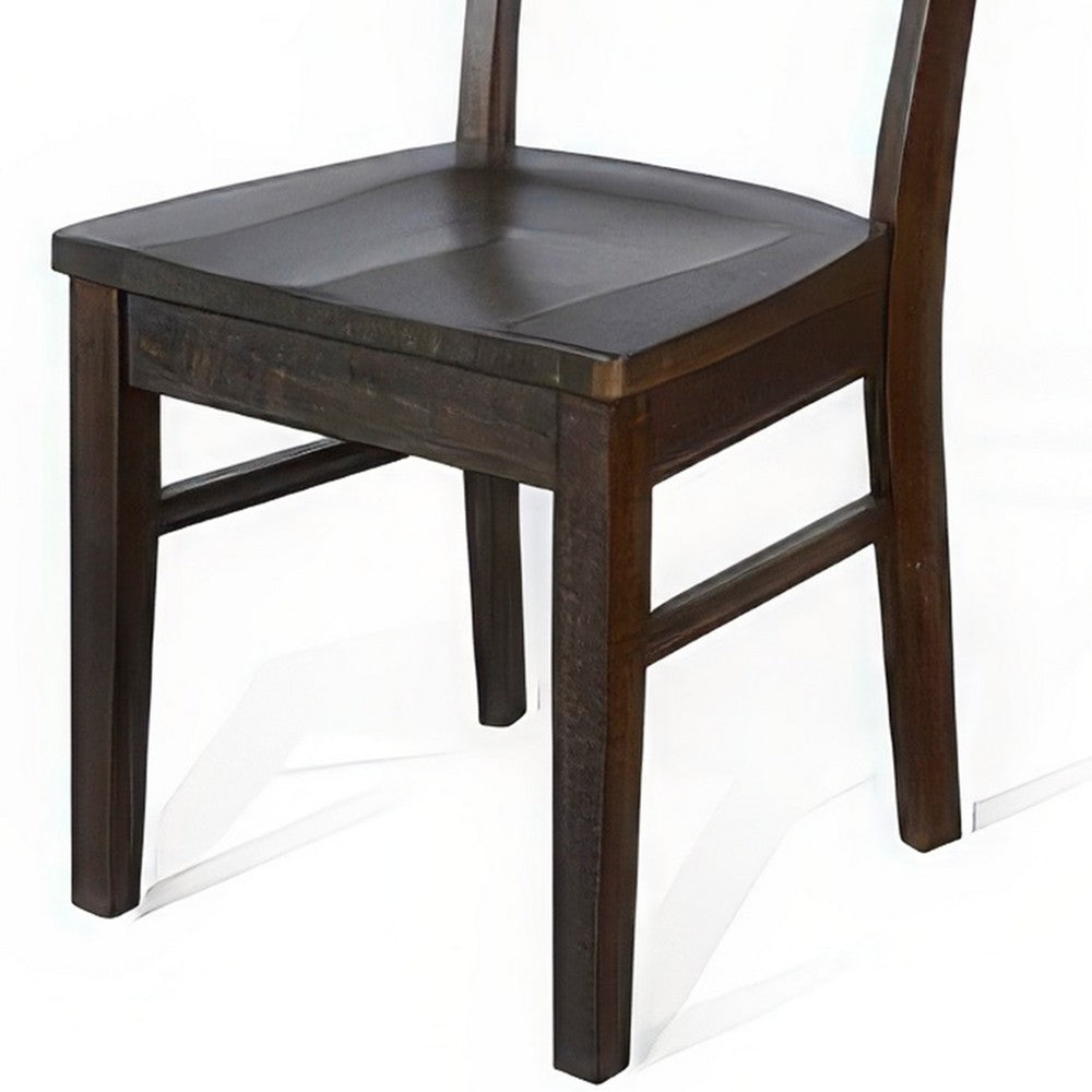 Flint Dining Chair Set of 2, Ladderback Design, Dark Brown Mahogany -BM324868