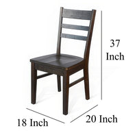 Flint Dining Chair Set of 2, Ladderback Design, Dark Brown Mahogany -BM324868