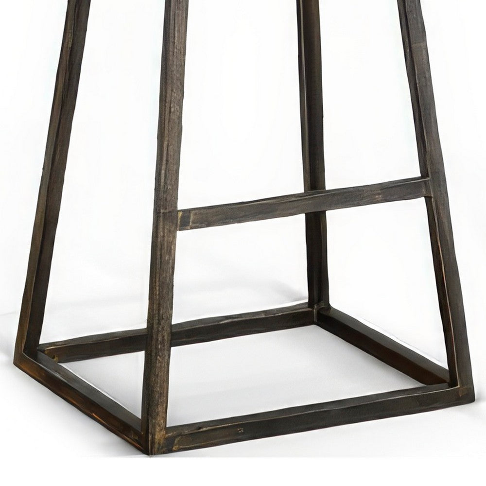 Marv Barstool Set of 2, Brown Contoured Mahogany Wood, Black Metal -BM324870