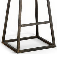 Marv Barstool Set of 2, Brown Contoured Mahogany Wood, Black Metal -BM324870
