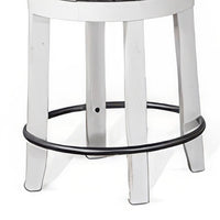 Orso Swivel Counter Stool Set of 2, Black Faux Leather, White Wood -BM324875