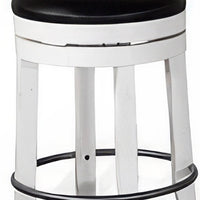 Orso Swivel Counter Stool Set of 2, Black Faux Leather, White Wood -BM324875