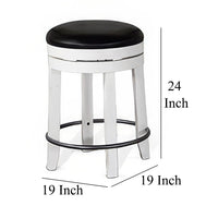 Orso Swivel Counter Stool Set of 2, Black Faux Leather, White Wood -BM324875
