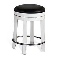 Orso Swivel Counter Stool Set of 2, Black Faux Leather, White Wood -BM324875