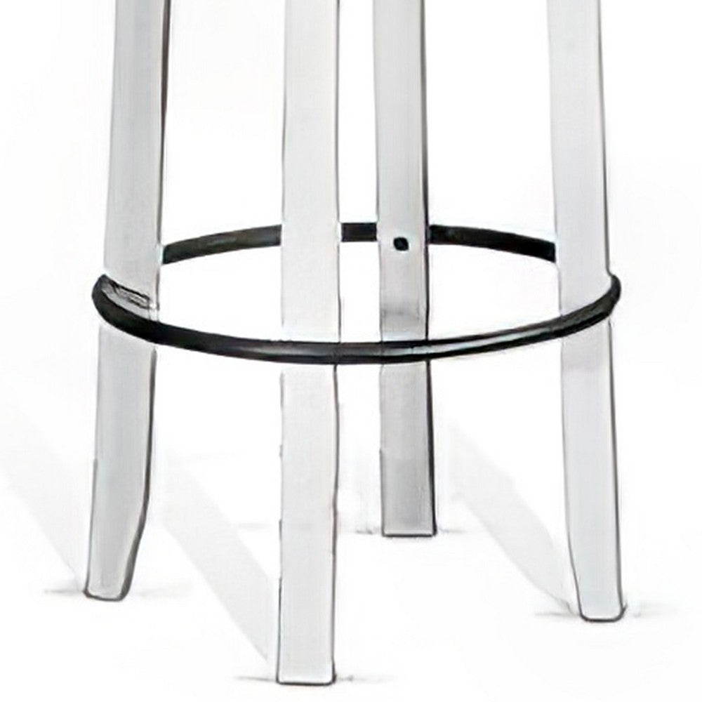 Orso Swivel Barstool Set of 2, Black Faux Leather, White Wood, Black -BM324876