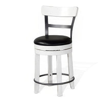 Orso Swivel Counter Stool Chair Set of 2, Black Faux Leather, White -BM324877
